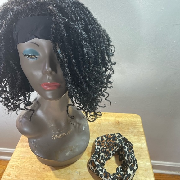 Wigner Short Dreadlock Headband Wig.  Color: 1B - Picture 3 of 11